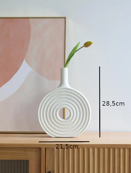 Ringevase | Keramikvasen im modernen Design | Weiß & Schwarz – Bild 4