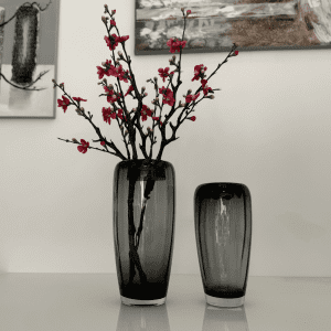 Rauchgraue Glasvasen Set | Hohe & Kleine Zylinder | Einzeln