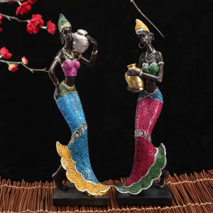 Afrikanische Deko-Figuren 2er-Set Frauen-Skulpturen 29cm